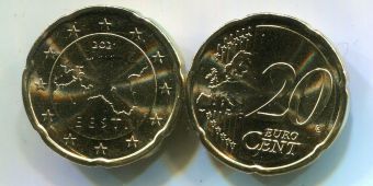 Купить монеты 20 Центов Эстонии 2021 года - Регулярные монеты