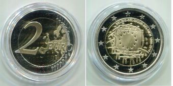 2 Евро Бельгия 2015 30 лет флагу Пруф
