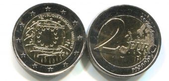 2 Евро Франция 2015 30 лет флагу