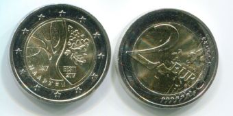 2 Евро Эстония 2017 Независимость