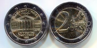 2 Евро Эстония 2019 Университет Тарту