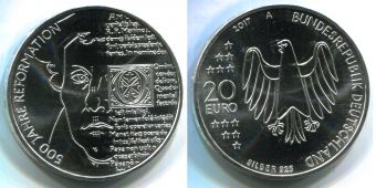 20 Евро Германия 2017 500 лет Реформации