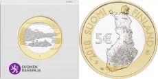 5 Евро Финляндия 2018 Ландшафты Замок Олавинлинна и Озеро Пихлаявеси Пруф