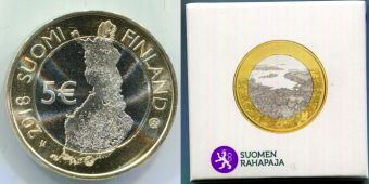 5 Евро Финляндия 2018 Приморский пейзаж Хельсинки Пруф