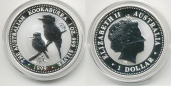 Доллар 1999 Кукабурра Серебро Пруф Унция