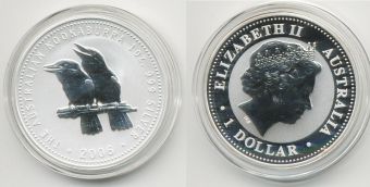 Доллар 2006 Кукабурра Серебро Пруф Унция