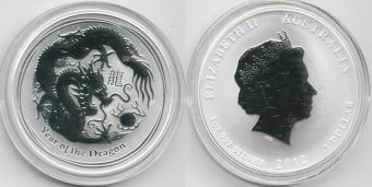 Доллар 2012 год Дракона Серебро Пруф Унция