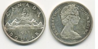 Доллар Канада 1965 год, Каноэ, Серебро 