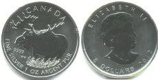 5 Долларов Канада 2012 Серебро Лось