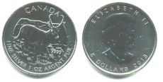 5 Долларов Канада 2013 Серебро Газель