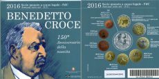 Италия 2016 Официальный Годовой набор + 5 Евро Бенедетто Кроче (10 монет)  