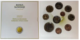 Купить Официальный Годовой набор Евро монет Словении 2022 года - 2 Евро Йоже Плечник - 3 Евро Матия Яма