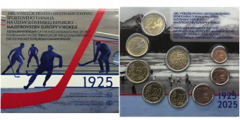 Словакия 2025 Официальный годовой набор Евро монет Хоккей BU (9 монет)    