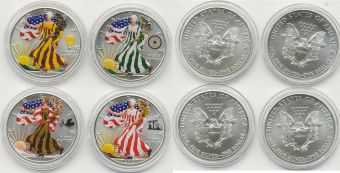 Доллар США 2001 Либерти цветная Серебро Унция
