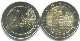 2 Евро Германия 2010 D городская Ратуша, Бремен