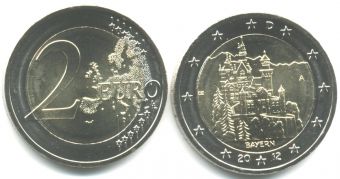 2 Евро Германия 2012 A замок Нойшванштайн