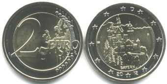 2 Евро Германия 2012 F замок Нойшванштайн