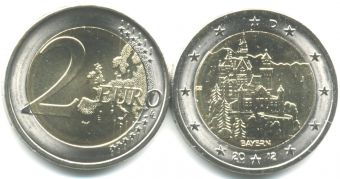 2 Евро Германия 2012 J замок Нойшванштайн
