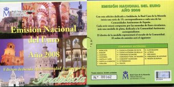 Испания 2008 Официальный годовой набор Евро монет Андалусия (8 монет)