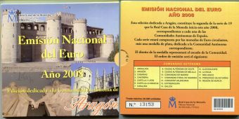 Испания 2008 Официальный годовой набор Евро монет Арагон (8 монет)