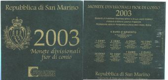 Сан-Марино 2003 Официальный годовой набор Евро монет + 5 Евро Серебро   