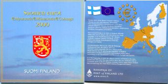 Финляндия 2000 Официальный Годовой набор Евро монет BU