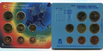 Испания 2001 Официальный годовой набор Евро монет
