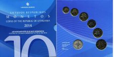 Литва 2014 Официальный годовой набор 10 лет Вступления в НАТО (6 монет+жетон) 