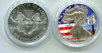 США Доллар 2014 год Либерти Серебро унция цветная