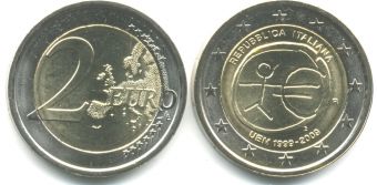 2 Евро Италия 2009 10 лет Евро
