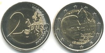 2 Евро Люксембург 2008 Замок Берг