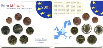 Германия 2002 F Официальный годовой набор Евро монет