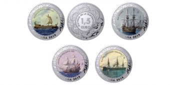 1,5 Евро х 4 штуки  Испания 2019 История Судоходства  (4 Выпуск)