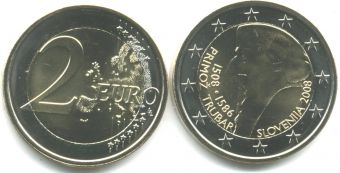 2 Евро Словения 2008 500 лет со дня рождения Приможа Трубора