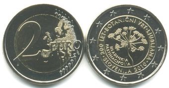2 Евро Словения 2010 200 лет Ботаническому саду Любляны