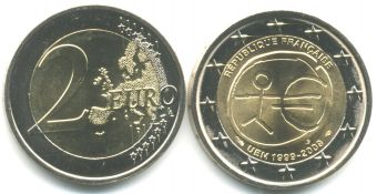 2 Евро Франция 2009 10 лет Евро