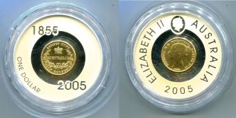 Австралия Доллар 2005 год 150 лет 1/2 Соверена 1855