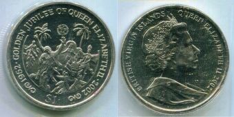 Британские Виргинские острова 1 Доллар 2002 Золотой Юбилей