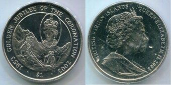 Британские Виргинские острова 1 Доллар 2003 50 лет Коронации
