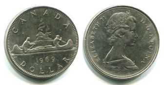 Доллар Канада 1969 Индейцы на Каноэ