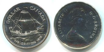 Доллар Канада 1979 год, Парусник Гриффон, серебро,  