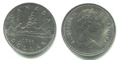 Доллар Канада 1984 Индейцы на Каноэ       