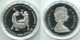 Доллар Канада 1988 год, кузнецы, серебро, пруф  