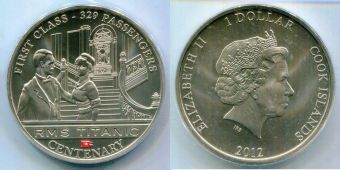Острова Кука 1 Доллар 2012 Титаник Первый Класс