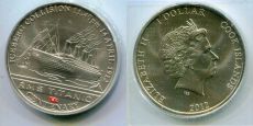 Острова Кука 1 Доллар 2012 Титаник столкновение с айсбергом