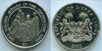 Сьерра-Леоне 1 Доллар 2003 Золотой Юбилей Коронации (1) 
