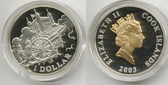 Доллар Острова Кука 2003 год, Золотой Юбилей Елизаветы, пруф.