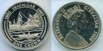 1 Крона Гибралтар 2005 Трафальгар (2)