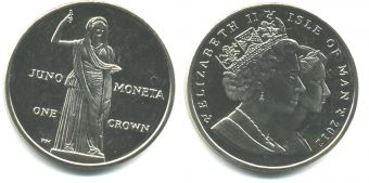 Остров Мэн 1 Крона 2012 Юнона Монета