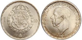 1 Крона Швеция 1950 год